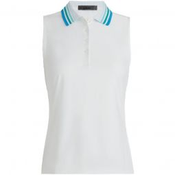 G/FORE Womens Pleated Collar Silky Tech Nylon Sleeveless Golf Polo 2024