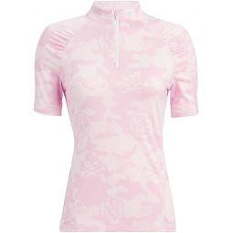 G/FORE Womens Exploded Camo Tech Jersey Short Sleeve Quarter Zip Golf Pullover