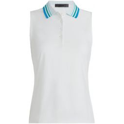 G/FORE Womens Pleated Collar Silky Tech Nylon Sleeveless Golf Polo 2024