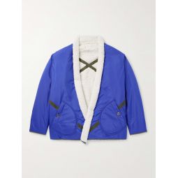 Shawl-Collar Grosgrain-Trimmed Fleece-Lined Shell Jacket