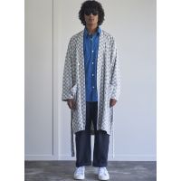 PANEL ROBE IN FOG CHECK TERRY