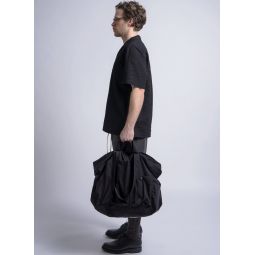 Nylon Twill Tri Pocket Slouchy Tote - Black