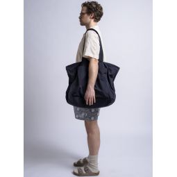 Nylon Twill Tri Pocket Slouchy Tote - Midnight Blue