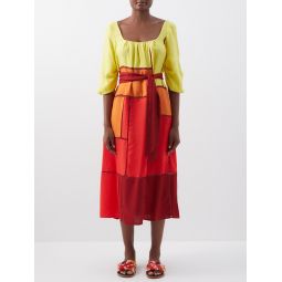 Daphine patchwork cashmere-blend twill dress