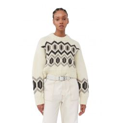 White Chunky Wool Cropped O-neck Sweater