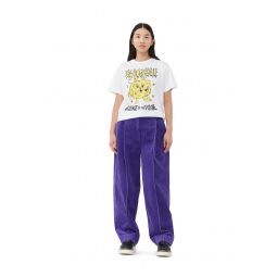Purple Corduroy Relaxed Pleated Pants
