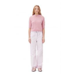 Light Lilac Washed Cotton Canvas Draw String Trousers