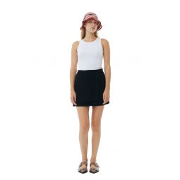 Black Textured Suiting Mini Skirt
