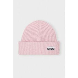 Fitted Wool Knit Beanie - Mauve/Chalk