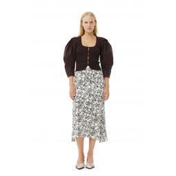Viscose Long Twill Skirt - Egret Print