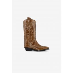 Mid Shaft Embroidered Western Boot - Tigers Eye