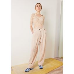 Textured Suiting Mid Waist Pants - Oyster Gray
