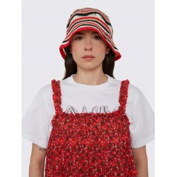 Cotton Crochet Bucket Hat - Racing Red