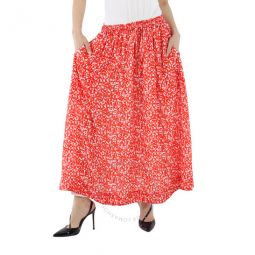 Ladies Floral Print Pleated A-Line Skirt, Brand Size 40 (US Size 6)