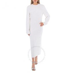 Ladies White Vinona Long-Sleeve Sequined Stretch-Jersey Maxi Dress, Brand Size 38 (US Size 6)
