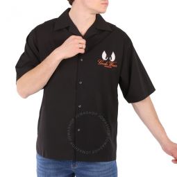 Mens Black Daffy Duck Bowling Shirt, Size Medium