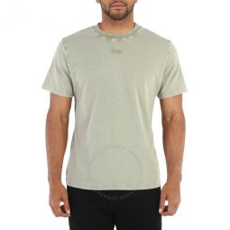 Mens Military Green Overdyed Logo Regular T-Shirt, Size Small