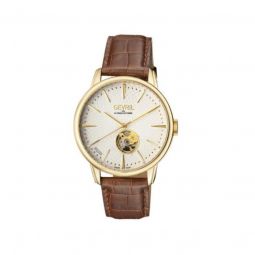 Mens Mulberry Open Heart Leather Silver Dial