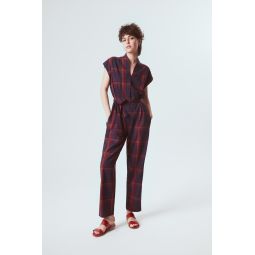 Day To Night Sleeveless Jumpsuit - Navy/Red