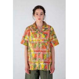 Desi Short Sleeve Camp Collar Shirt - Red/Batik Bandana Print