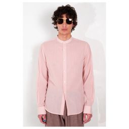 Liam Band Collar Blush / White Stripe Long Sleeve Shirt