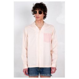 GRAPHIA NEW YORK CAMP COLLAR BLUSH STRIPE LONG SLEEVE SHIRT