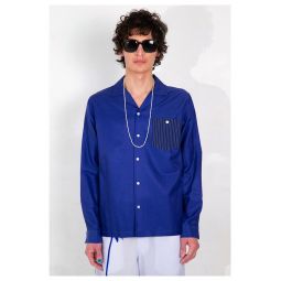 Arenas Camp Collar Long Sleeve Shirt - Blue Stripe