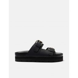 Flora Rubberised Slides - Black