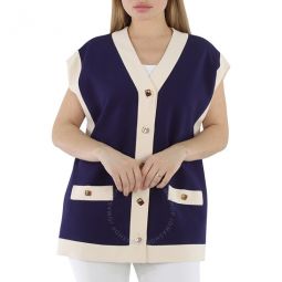 Ladies Blue Viscose Cady Vest, Brand Size 36 (US Size 2) (US Size 2)