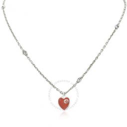 Necklace with Interlocking G Red Enamel Heart