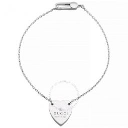 Silver Engraved Heart Motif Trademark Bracelet, Size 18