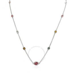 Sterling Silver Interlocking G Multicoloured Enamel Necklace -