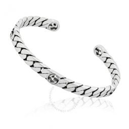Ladies Sterling Silver Interlocking G Cuff Bracelet, Size 19