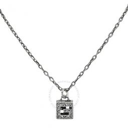 Aged Sterling Silver G Cube Necklace