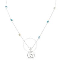 GG Marmont Mother of Pearl & Topaz Double G Pendant Necklace