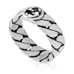 Gourmette Silver Interlocking G Ring, Size 15