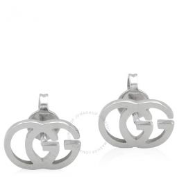 Running G Stud Earrings In 18kt White Gold