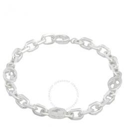 Interlocking G Motif Sterling Silver Bracelet, Size 18