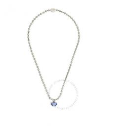 Interlocking G Boule Chain Sterling Silver Blue Enamel Necklace - Ybb753438001