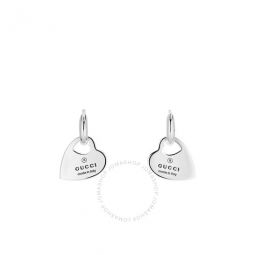 Silver Hoop Earrings With Heart Pendants