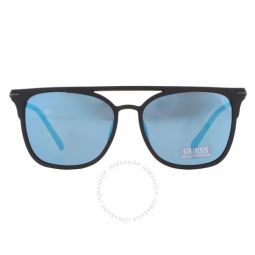 Blue Mirror Browline Mens Sunglasses