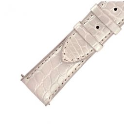 21 MM Metallic White Alligator Leather Strap