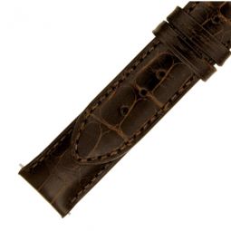 24 MM Shiny Dark Brown Alligator Leather Strap