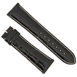 19 MM Shiny Black Alligator Leather Strap