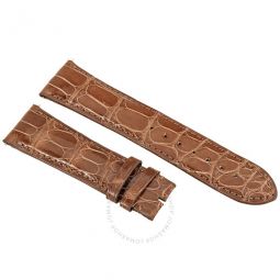 24 MM Shiny Brown Alligator Leather Strap