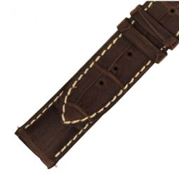 24 MM Matte Dark Brown Alligator Leather Strap