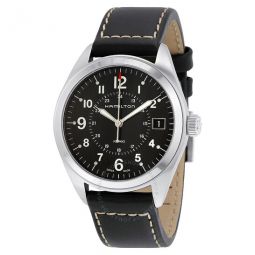 Khaki Field Black Dial Black Leather Watch