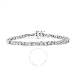 .925 Sterling Silver 1.0 Cttw Miracle-Set Round-Cut Diamond Faceted Bezel Tennis Bracelet (I-J Color, I3 Clarity) - 9
