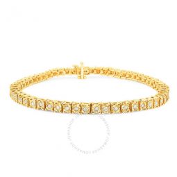10K Yellow Gold over .925 Sterling Silver 1.0 Cttw Diamond Square Frame Miracle-Set Tennis Bracelet (I-J Color, I3 Clarity) - 8