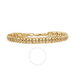 10K Yellow Gold Plated .925 Sterling Silver 2.0 Cttw Diamond Double-Link 7 Tennis Bracelet (I-J Color, I3 Clarity)